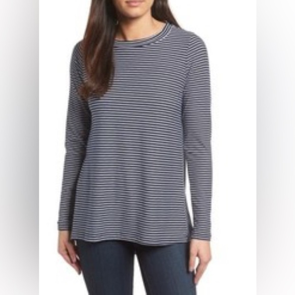 Eddie Bauer Navy & White Stripes Long Sleeve Top M - Picture 2 of 9